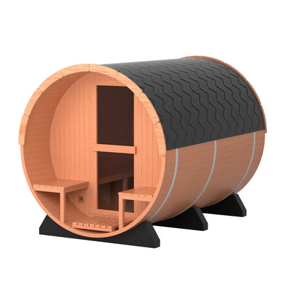 PureTherm | Northwood 6-Person Cedar Barrel Sauna with Porch
