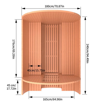 PureTherm | Northwood 6-Person Cedar Barrel Sauna with Porch