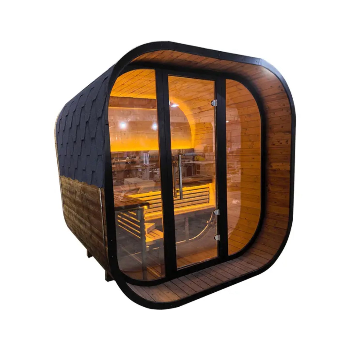 PureTherm | Nightfall Square 4–6 Outdoor Sauna (Thermo Spruce)
