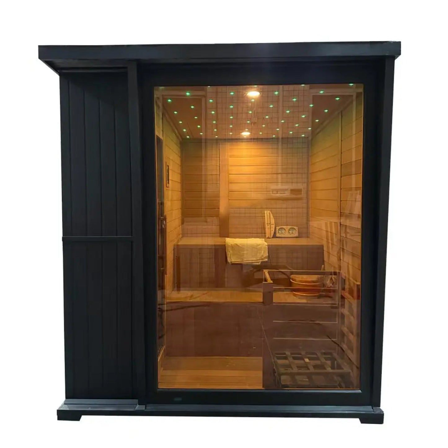 PureTherm | Glass-Front Square Outdoor Sauna | 6kW | 4–6 Person