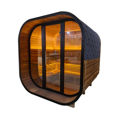 PureTherm | Nightfall Square 4–6 Outdoor Sauna (Thermo Spruce)