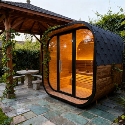 PureTherm | Nightfall Square 4–6 Outdoor Sauna (Thermo Spruce)