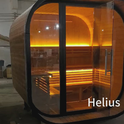 PureTherm | Nightfall Square 4–6 Outdoor Sauna (Thermo Spruce)